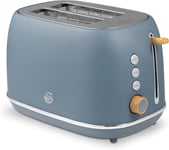 Swan Fjord 2 Slice Toaster Scandinavian Inspired Design Grey/Wooden Accents