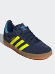 adidas Originals Older Unisex Gazelle Trainers - Navy, Navy, Size 3 Older