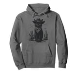 Black Cat in Cowboy Boots Pullover Hoodie