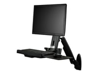 Startech.Com Väggmonterad Arbetsstation - Ledat Helt Rörligt Ståskrivbord Med Ergonomisk Höjdjusterbar Monitorarm Och Tangentbordsbricka - Mus- Och Skannerhållare - En Enskild Vesa-Skärm - Monteringssats (Väggplatta, Stång, Tangentbordsfack, Bildskä