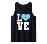 Love Saint Lucia Pride St. Lucian Flag Heart Tank Top