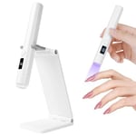 URAQT Lampe UV Ongles Gel, Portable Mini UV LED Lampe À Ongles avec Support, Séchoir à Ongles, lampe sèche-ongles de Salon Parfait pour Toutes les Gels, Blanc