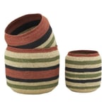 Lot de 3 cache-pots ronds boule en jonc teinté ø 28 cm - ø 40 cm - AUBRY GASPARD - Blanc - Fibre naturelle