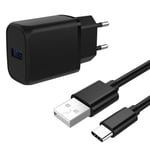 SiGN Hurtiglader 18W med USB-A til USB-C kabel, 2m - Sort