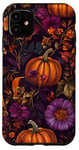 Coque pour iPhone 11 Violet Bohème Floral Citrouille Motif Vintage Décor Automne