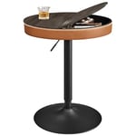 VASAGLE EKHO Collection - Table de Bar Réglable en Hauteur, Petite Table avec Rangement, PU avec Coutures, Style Moderne Mi-siècle, Bar, Cuisine, Salon, Marron Cendré et Marron Caramel