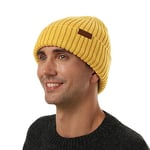 ineepor Bonnet Hiver Homme Femme Laine Mérinos Beanie Hat Tricoté Chapeau Unisexe Doublé Polaire Court Chaud Doux Confortable