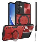 GOTOURED for Samsung A34 5G Case,A34 5G Case Metal Stand Ring Holder,Camera Lens Protector for Galaxy A34 5G Phone Case,Slim Full Protection Shockproof Cases Cover for Women Men (Red)