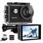 Apexcam 4K 60fps Caméra Sport WiFi 2.0 ' Ecran LCD Caméra Étanche sous-Marine 40M Action Camera 170 °Grand Angle avec 2.4G Télécommande 2 Batteries 1350mAh et Kit d'accessoires gratuits