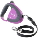 Ferplast Laisse Chien Enrouleur Flippy Tech, Laisse Chiens de Taille Moyenne jusqu'à 25 Kg. Sangle Extensible Max 3 m. Bouton de Verrouillage et de déverrouillage Unique, Violet