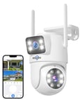 Hiseeu 【Dual Lens+8X Digital Zoom 3MP Dual Lens PTZ WiFi Security Camera Outdoor, 2.4G/5G WiFi CCTV Home Surveillance Camera Outdoor, Color Night Vision, Auto Tracking Alarm Sound Light 2-Way Audio