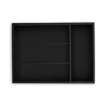 Relaxdays Range-Couverts, 4 Compartiments, Organiseur pour Le tiroir, Bambou et MDF, H x L x P : 4 x 25 x 34 cm, Noir