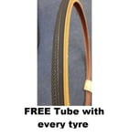 27 X 1 1/4 VINTAGE RACING BIKE TYRE AMBER GUM WALL 32 - 630 27X11/4 Free Tubes