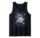 Cute Penguin in Space Floating Among Stars Apparel Tank Top