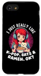 Coque pour iPhone SE (2020) / 7 / 8 T-shirts Ramen Lovers, j'aime vraiment la K-POP, les chats et les ramen