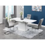 Vente-unique Table extensible et relevable LAURIA - 2 en 1 - MDF laqué - Blanc