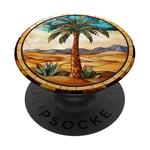 Lush Palm Tree in Serene Desert Landscape PopSockets Adhesive PopGrip