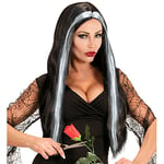 Morticia Blk/White Wig for Hair Accessory Fancy Dress