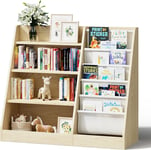 Kids Bookshelf, Five Layer Sling Children Bookcase, Baby Storage Wooden Book and