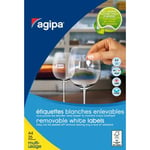 Agipa Etiquettes blanches enlevables coins arrondis multi-usage AGIPA 119600 18 x 12 mm - Pochette de 5750