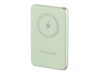 Verbatim Charge 'N' Go - Trådløs Nødlader - Magnetmontering - Li-Pol - 10000 Mah - 20 Watt - 2.4 A - Apple 2.4A, Apple Fast Charge, Bc1.2, Pd 3.0, Quick Charge 3.0 (24 Pin Usb-C) - Grønn