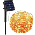 Riiai Solar Outdoor Decor Light 20-Meters 200 LED Warm White 8 Modes Copper Fairy Lights Indoor Outdoor Waterproof Solar Decoration Lights for Gardens Home Dancing Party Christmas