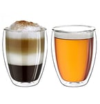 Creano Double Walled Coffee Glasses 400ml - Insulated Latte Macchiato Cups - Cappuccino, Tea - Handmade Heat Resistant Mugs - 2 pcs (Pack of 1)