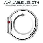 Yhteensopiva Apple Watch -ranneke 38mm-40mm/42mm-44mm Vaihdettava ruostumattomasta teräksestä valmistettu metalliranneke 38-40mm hopea