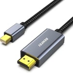 Câble Mini Displayport Vers Hdmi 1.8M [4K@30Hz, Coque En Aluminium, Nylon Tressé] Compatible Avec Macbook Air/Pro, Microsoft Surface Pro/Dock, Moniteur, Projecteur Et Plus-Lot De 2