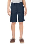 Dickies Khaki Boys' Slim Fit Stretch Flat Front Short, Dark Navy V1, 12