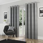 Enhanced Living Goodwood Silver Thermal Blockout Eyelet Curtains - 46 x 72 inch (117 x 183cm) - Energy Saving & Noise Reducing Curtains for Living Room & Bedroom