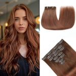 HotLulana Extension Clip Cheveux Naturel 120g 7pcs 50cm Invisible Extension Cheveux Naturel Rajout Cheveux Clip Naturel 20 Pouce Naturel Clip In Extension Human Hair 4/4/33#