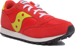 Saucony Jazz Origianal Kids Lace Up Vintage Trainers In Red Size Uk 12 - 3