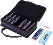 EASTTOP Harmonica Set of 7 10Holes harp Mouth Organ Blues Diatonic Harmonica Set