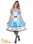 Ladies Alice In Wonderland Costume Womens Book Day Fancy Dress Adults Outfit