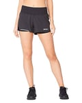 2XU Women's Aero 2-in-1 3 Inch Shorts, Black/White, XL