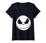 Disney The Nightmare Before Christmas Jack Skellington Face T-Shirt avec Col en V