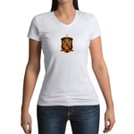 T-Shirt Femme Col V Blason Espagne Football Equipe National Embleme Sport