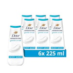 Dove Advanced Care Gentle Scrub Body Wash Body Cleanser shower gel with exfoliating minerals for instantly lotion-soft skin 6x 225 ml