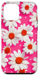 Coque pour iPhone 12 mini Pink & White Daisy Polka Dots Floral Polka Dot Daisy Flowers