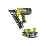 Ryobi - Pack Cloueur de finition incliné à air comprimé 18V One+ R15GN18-0 - 1 Batterie 5.0Ah - 1 Chargeur rapide RC18120-150