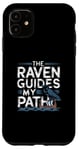 Coque pour iPhone 11 Illustration viking nordique The Raven Guides My Path