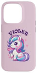 Coque pour iPhone 14 Pro Motif licorne violet pour fille