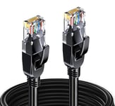 Elfcam® - 20m Ethernet Cable Cat 7, LAN & WLAN Network Cable with RJ45 Plugs, 6.0mm Diameter SFTP Shielding, 100% Copper, 28AWG, Round & Black (20M)