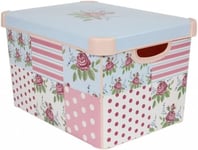 Storage Box With Lid Floral Patchwork Curver Large Stockholm 22L  30cm x 40cm