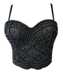 BSLINGERIE Madonna Style Metallic Studs Bustier Bra Corset Top - black - Medium