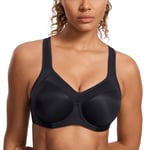 SYROKAN Femme Soutien-Gorge de Sport à Armature Grand Maintien Dos Nageur Noir 2 85F