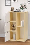 Wooden Bookcase Storage Cabinet with Doors and Open Shelf