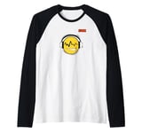 radio wave eyes headphones face emoticon emoji Raglan Baseball Tee