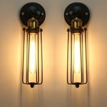 2PC E27 Retro Vägglampa Bur E27 Vägglampa Industriell Vintage Loft Design Konstlampa LED Väggbelysning Hängande Ljus Burlampa